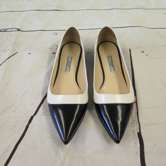 Prada Flats Black & White Bi-Color Spazzolato - Picture 3 of 7